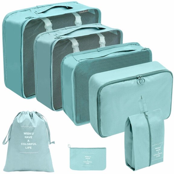STBK-AI99912_TURQUOISE_576_576 (1) LiftyPack Packing Cube Organizer Set 7 Piece Travel Kit - Image 1